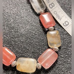 Genuine Watermelon Turmaline Hand beaded, 925 silver chain, clasp
